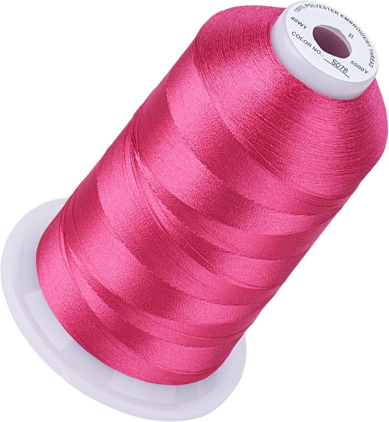 simthread 5500Yds Embroidery Thread, 5000M High-Yardage 40WT 100% Polyester Thread – 170+ Vivid Colors, High-Speed Rated – Compatible with Brother, Singer, Janome & More - Passion Pink S078 - Image 1